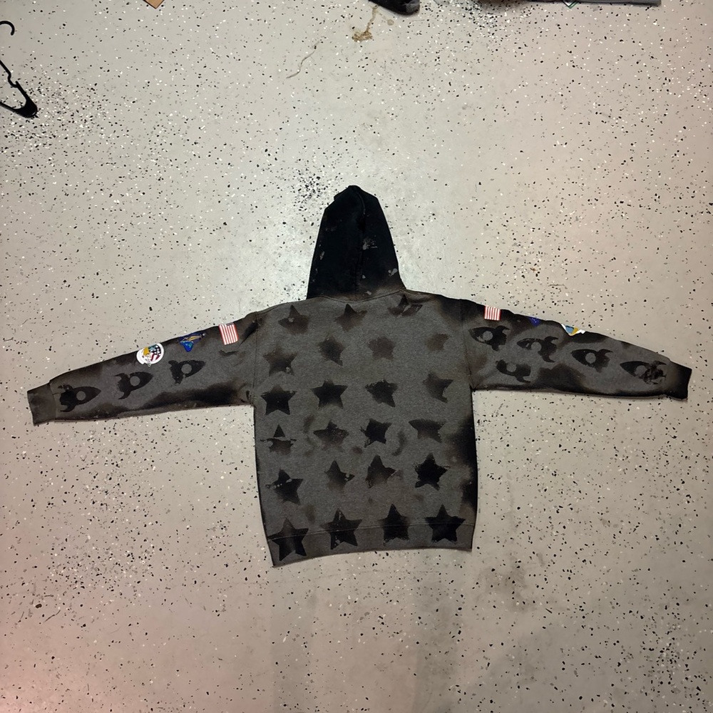 Gray Star Pattern Hoodie